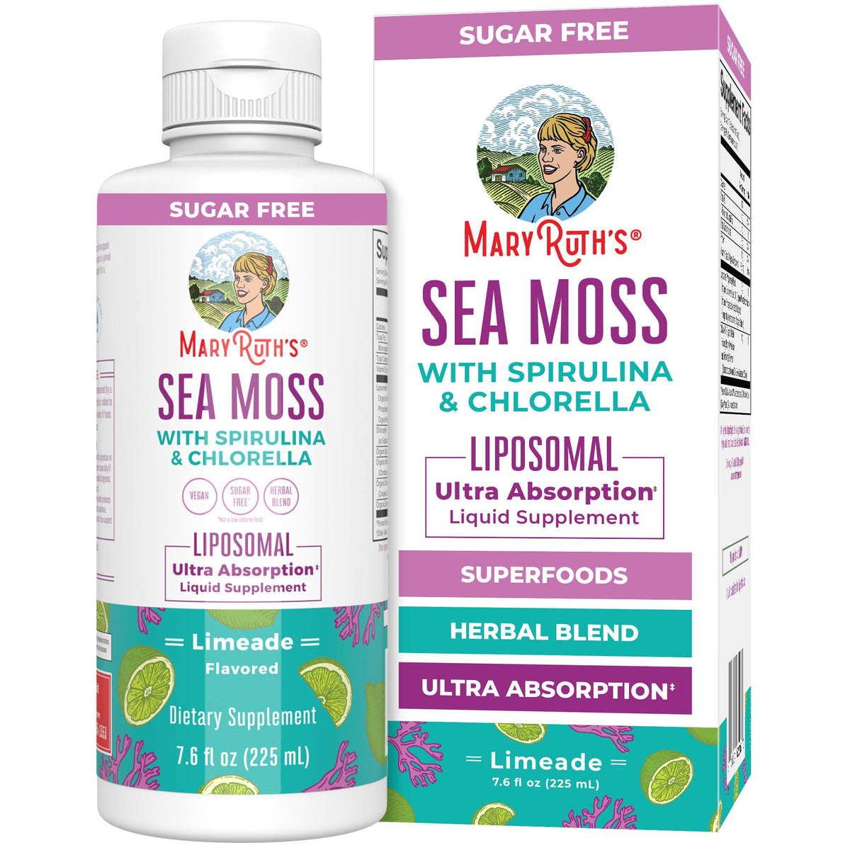 MARYRUTH'S frasco frontal mostrando el diseño y sabor limeade