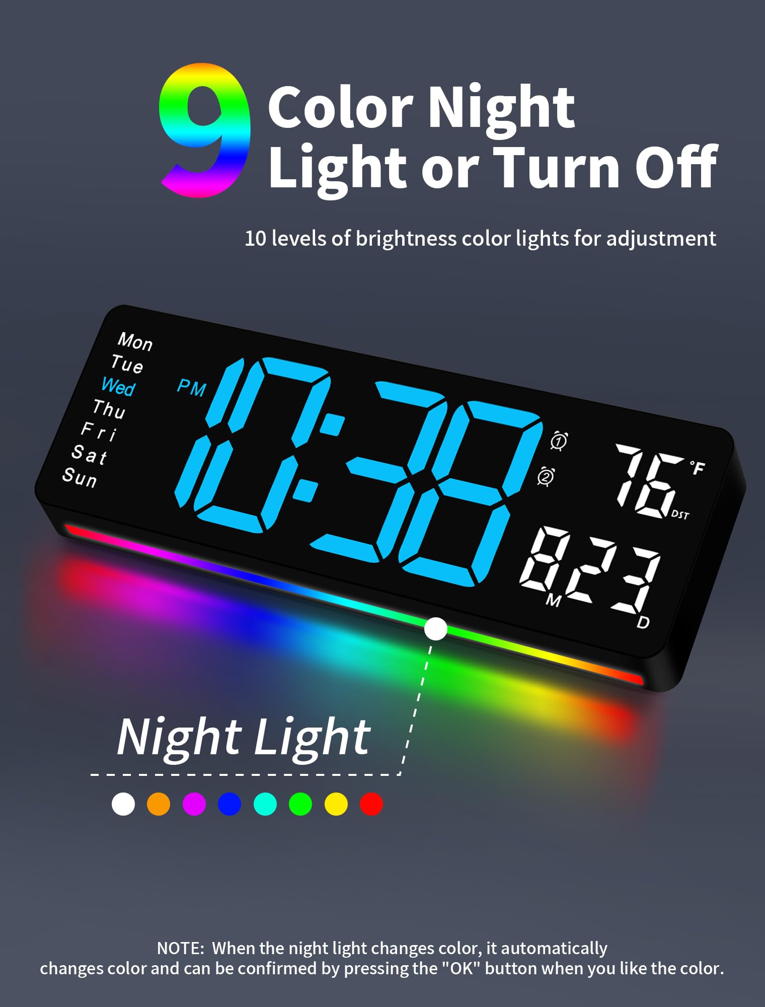 MASHI luz nocturna RGB en la base para ambiente ajustable