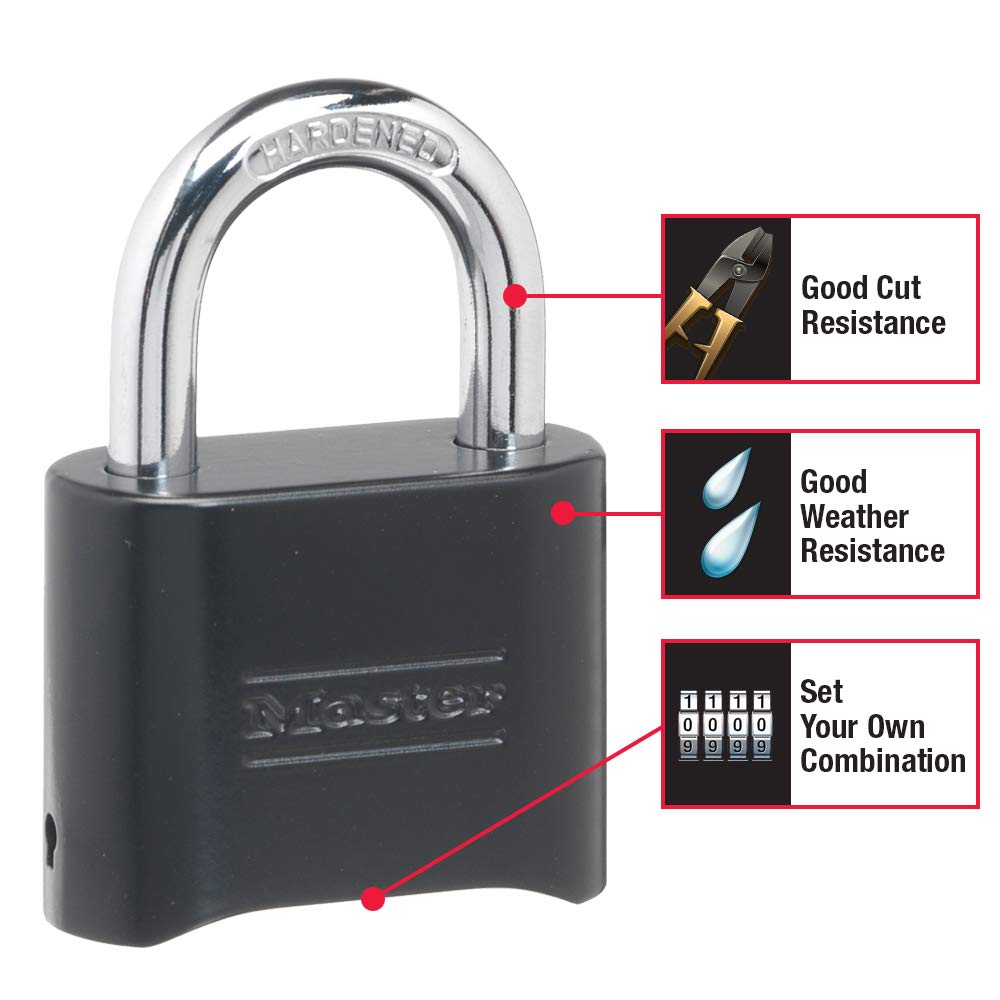 Master Lock primer plano del cuerpo sólido que resiste intemperie y golpes