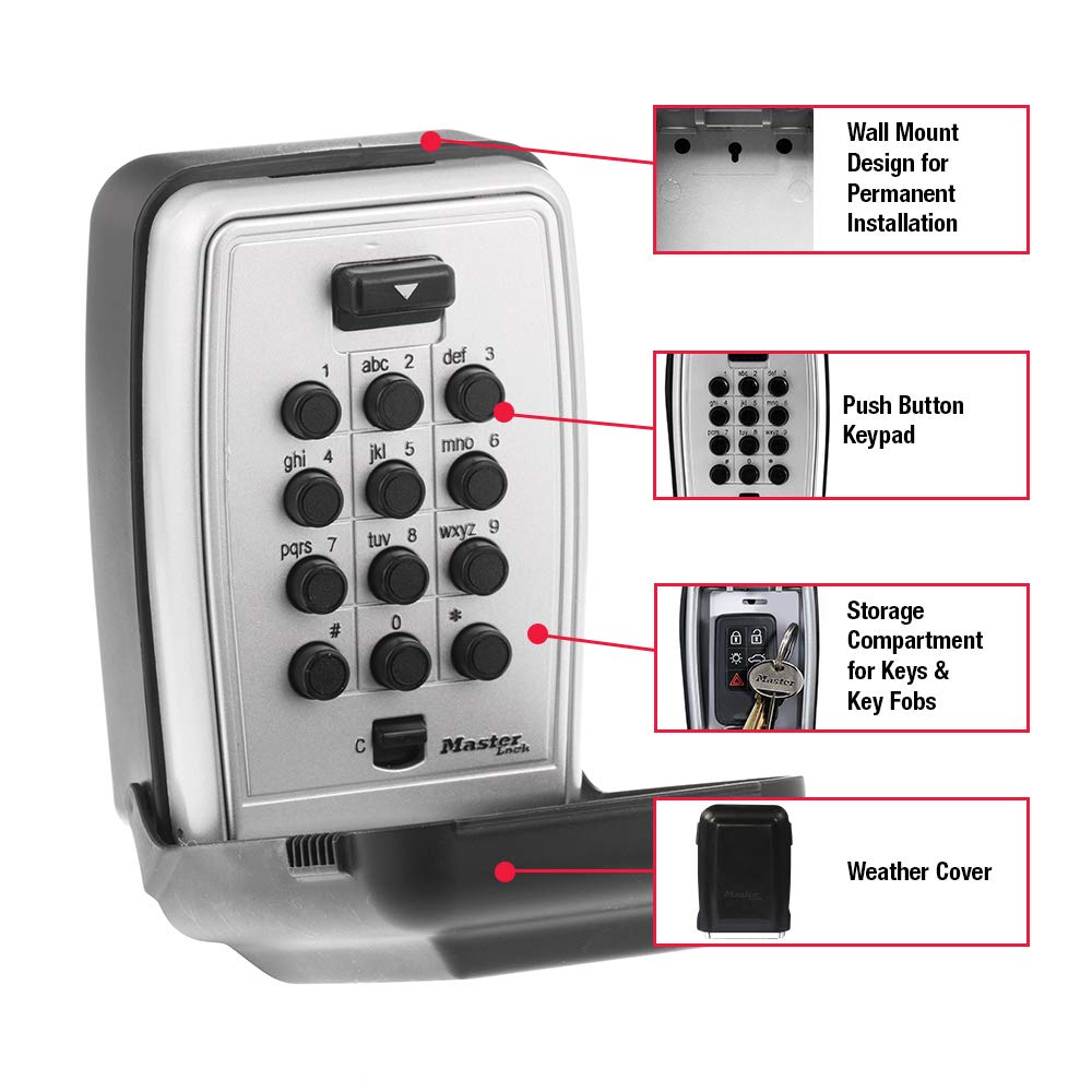 Master Lock caja abierta con llaves dentro, acceso organizado y rápido