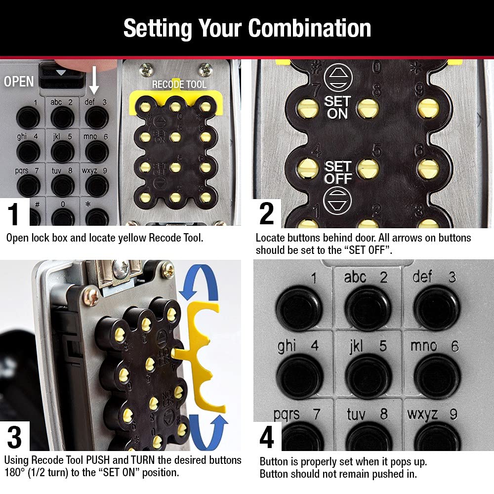 Master Lock interior con cinta métrica mostrando dimensiones, capacidad clara