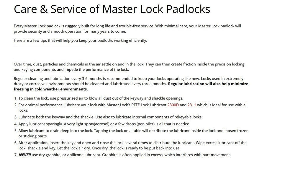 Master Lock etiqueta y garantía de por vida en el empaque