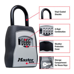 Master Lock vinyl-coated shackle detail protecting door hardware from scratches