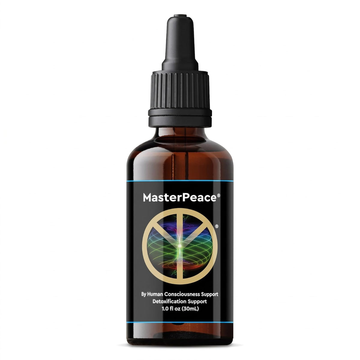 MasterPeace front bottle view showing label and compact size for convenience