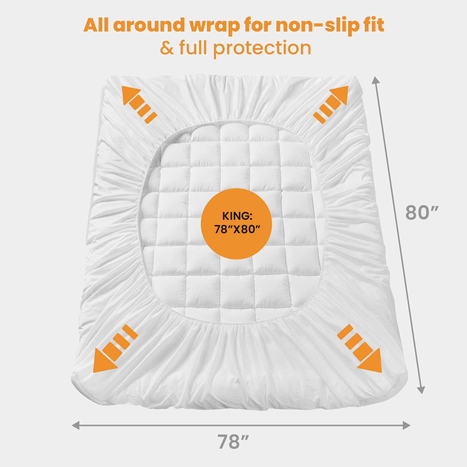 MATBEBY protector en uso sobre cama king en dormitorio, comodidad añadida