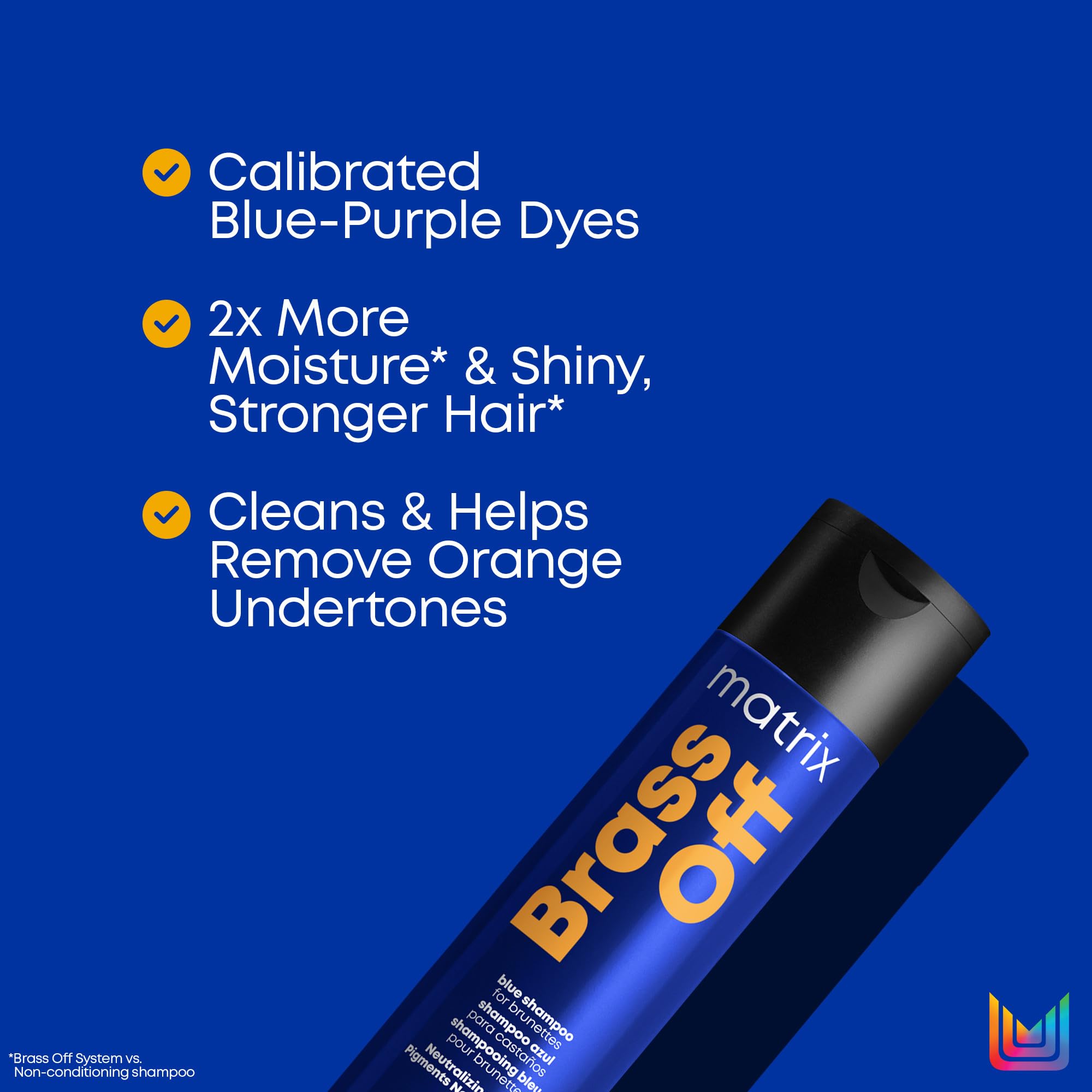 MATRIX shampoo in hand applying blue-violet formula for controlled toning