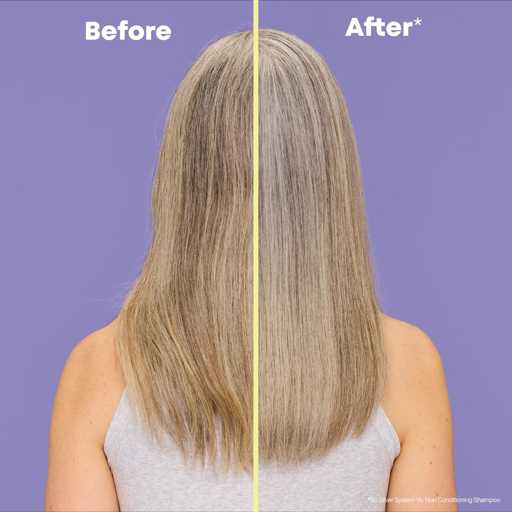 Matrix etiqueta So Silver con ingredientes y beneficio de tonificación clara