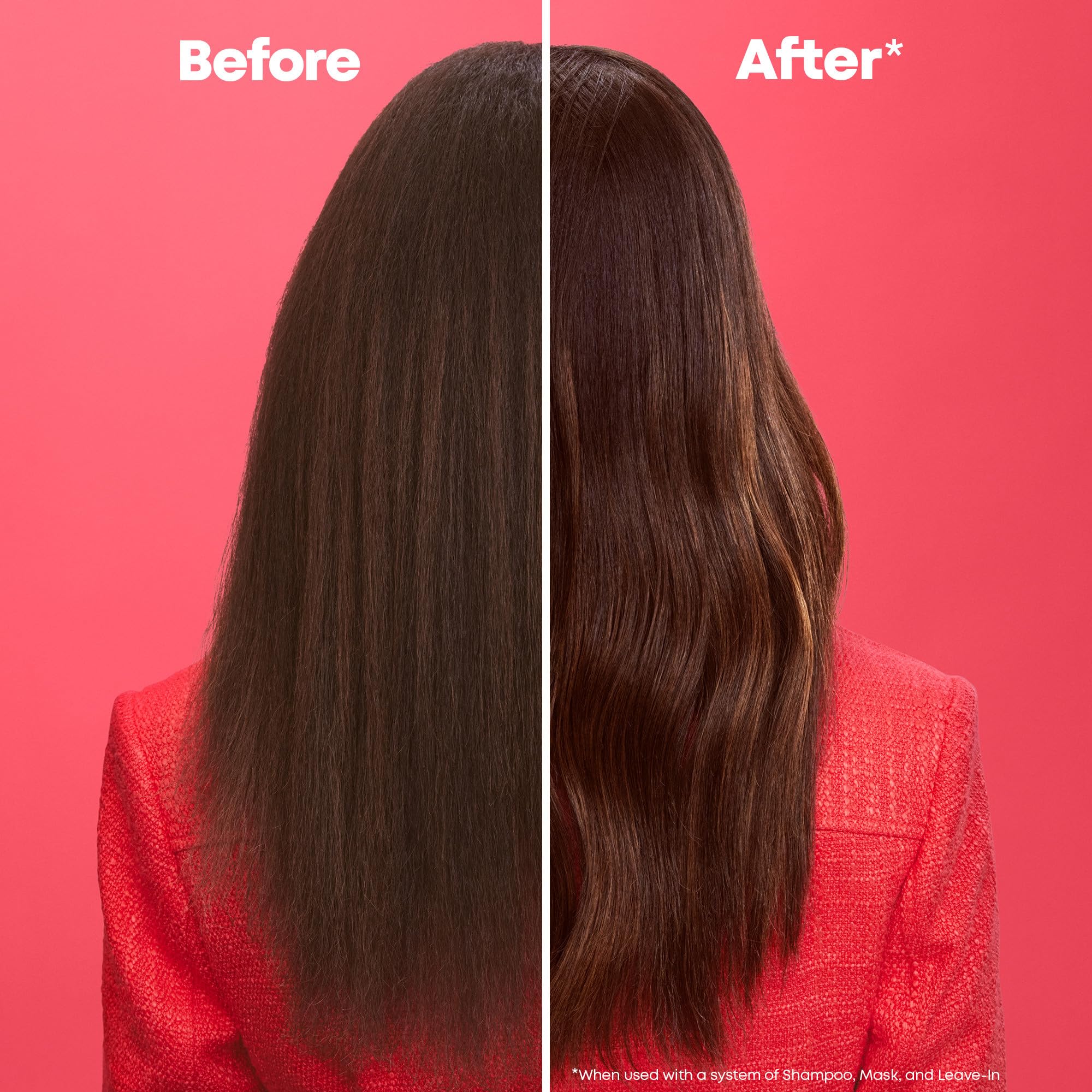 Matrix comparación de longitud de cabello mostrando acabado brillante y desenredado