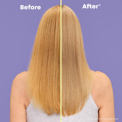 Matrix espuma morada en cabello destacando neutralización de tonos amarillos