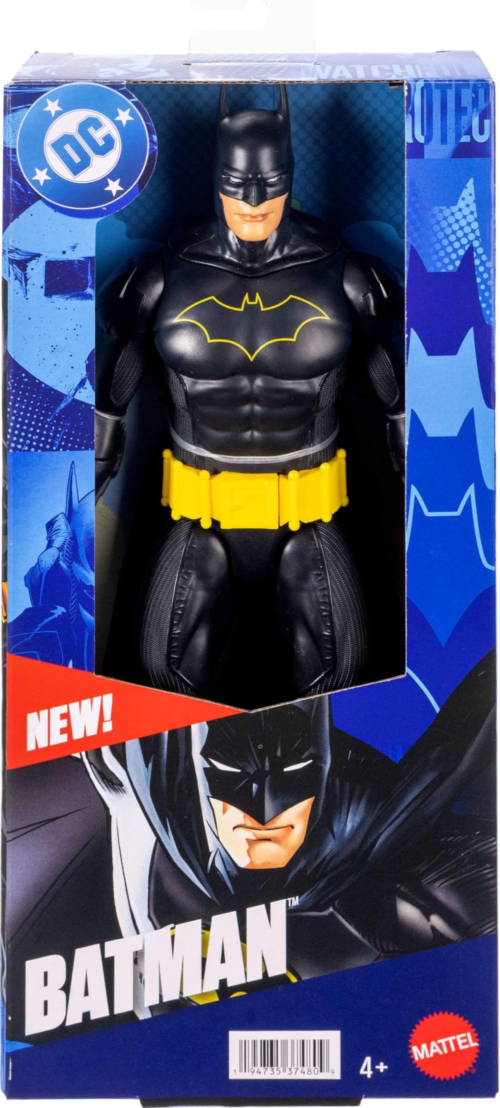 Mattel Batman primer plano del cinturón amarillo y detalles pintados