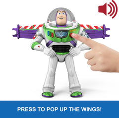 Mattel Buzz Lightyear open helmet close-up showing face detail and realistic playability
