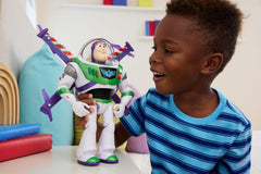 Mattel Buzz Lightyear mid wing deployment demonstrating Flight Mode and dramatic action