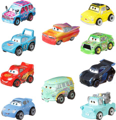 Mattel pack frontal de 10 Cars mostrando variedad y atractivo de colección