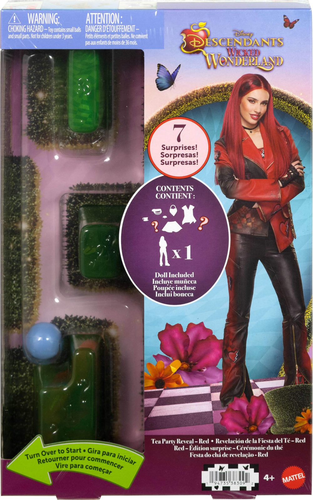 Mattel escena de juego con muñeca Red y accesorios recreando una fiesta de té retorcida