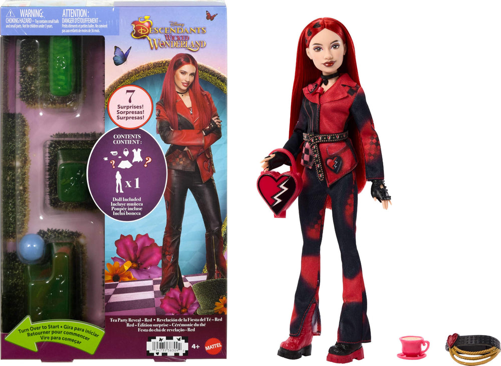 Mattel muñeca Red frontal con vestuario Wicked Wonderland y accesorios visibles