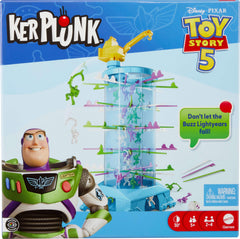 Mattel Games KerPlunk vista frontal con figuras Buzz y torre, diversión familiar