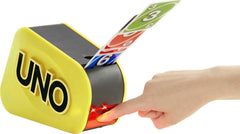 Mattel Games UNO Attack launcher close-up showing sleek design and excitement