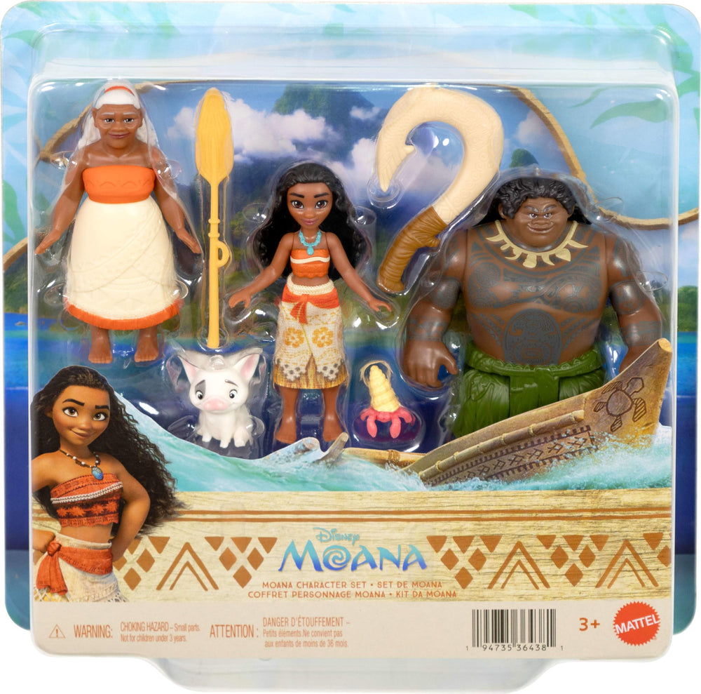 Mattel Moana comparación de escala junto a una mano para visualizar tamaño compacto