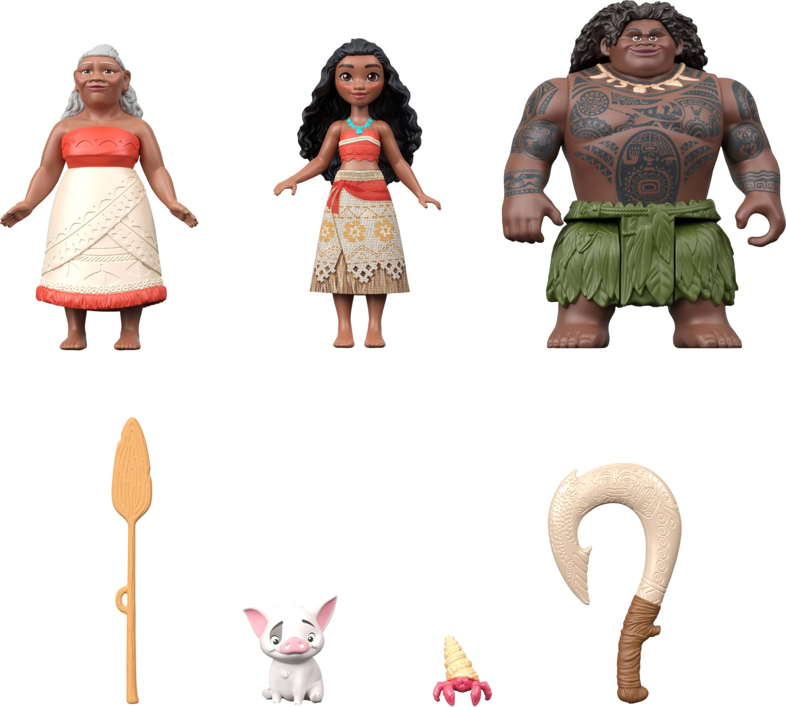 Mattel Moana figuras en uso recreando escenas de la película para juego narrativo