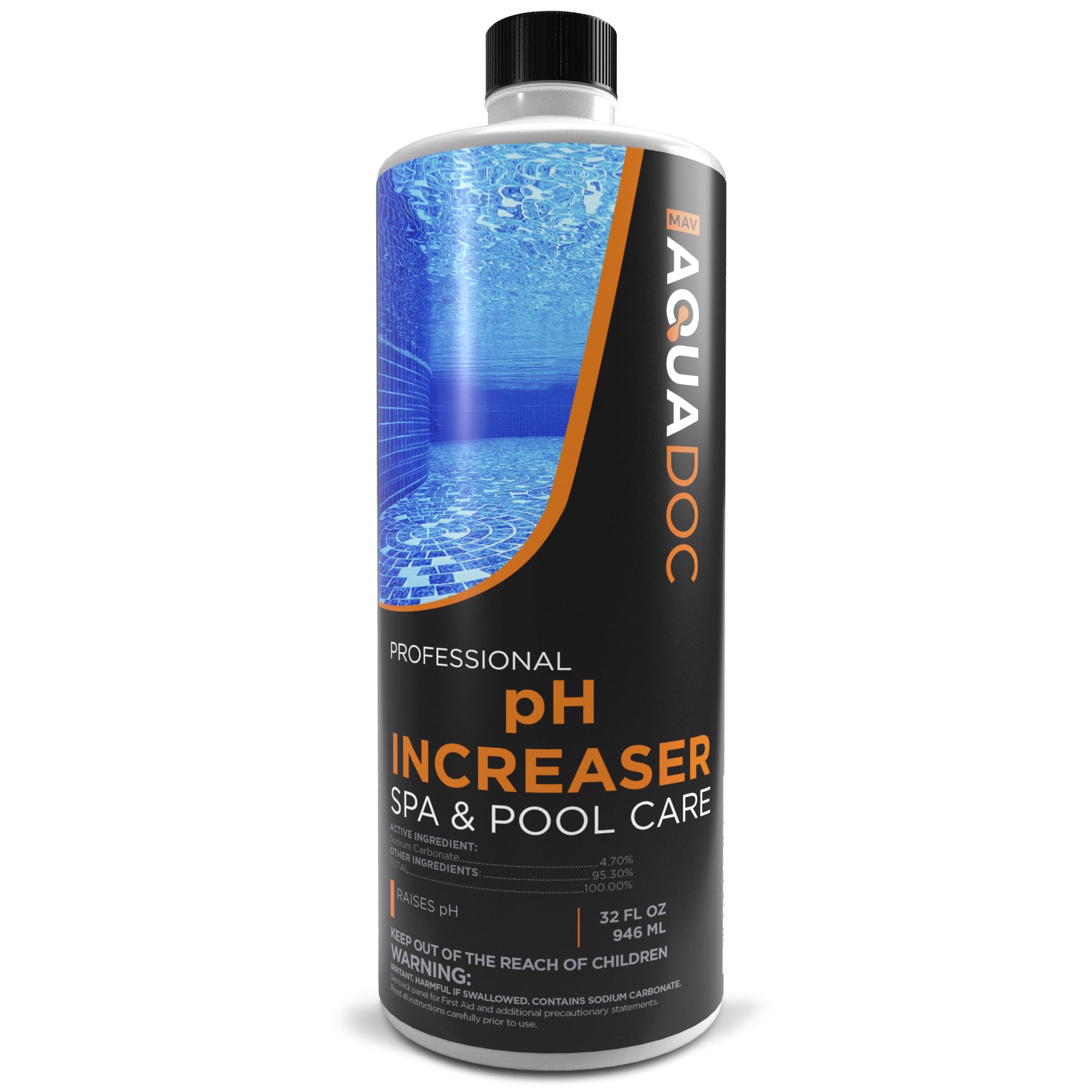 MAV AquaDoc envase frontal 32 oz mostrando la marca y etiqueta clara