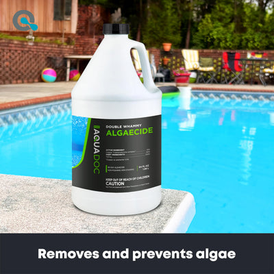 MAV AquaDoc label close-up highlighting usage instructions and 90-day algae control benefit