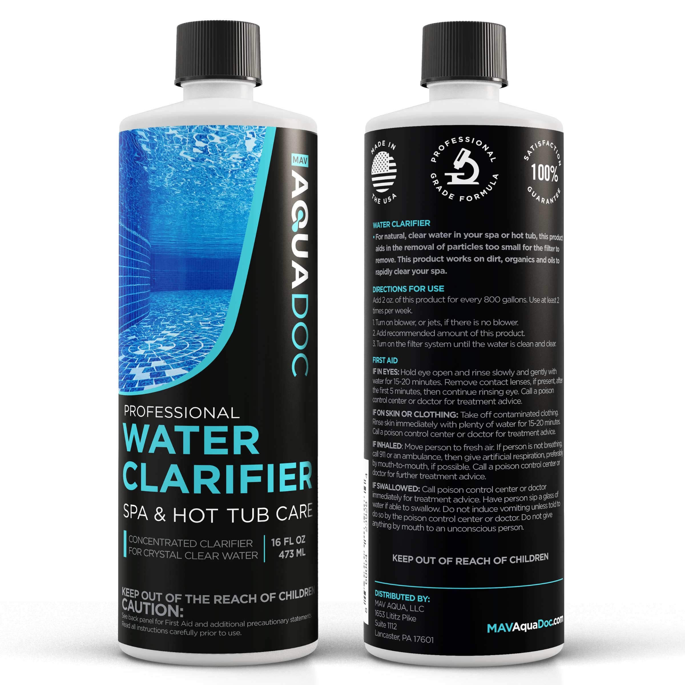 MAV AquaDoc in an evening spa scene showing enjoyable clear-water relaxation