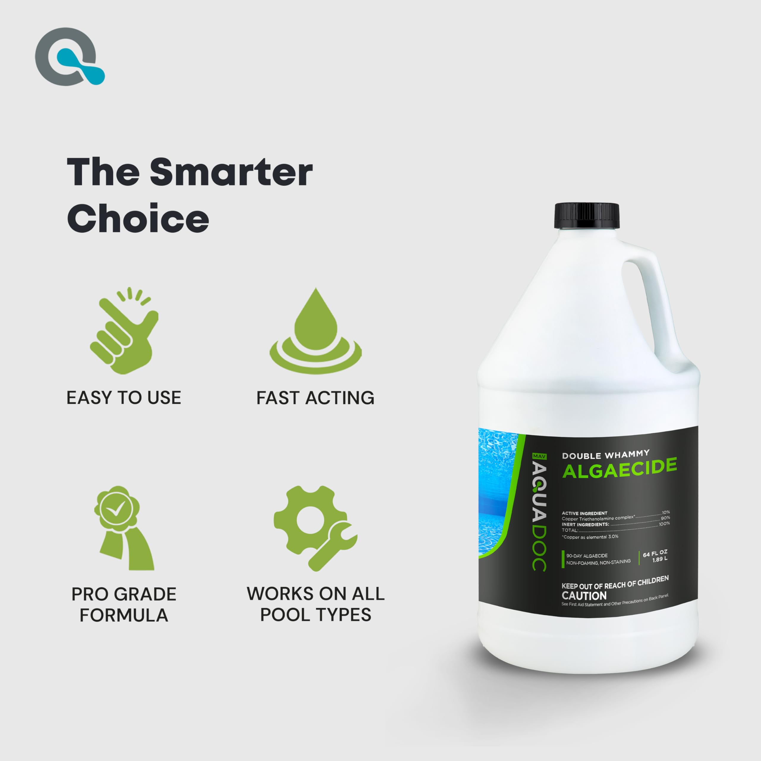 MAV AquaDoc 64 oz beside a measuring cup for scale, communicates concentrated volume benefit
