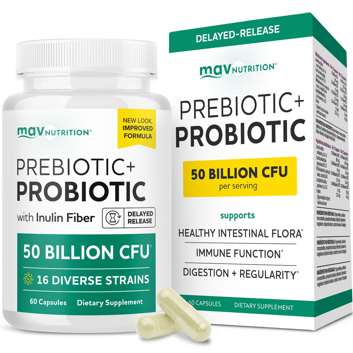 MAV NUTRITION frasco delantero mostrando etiqueta y beneficios claros