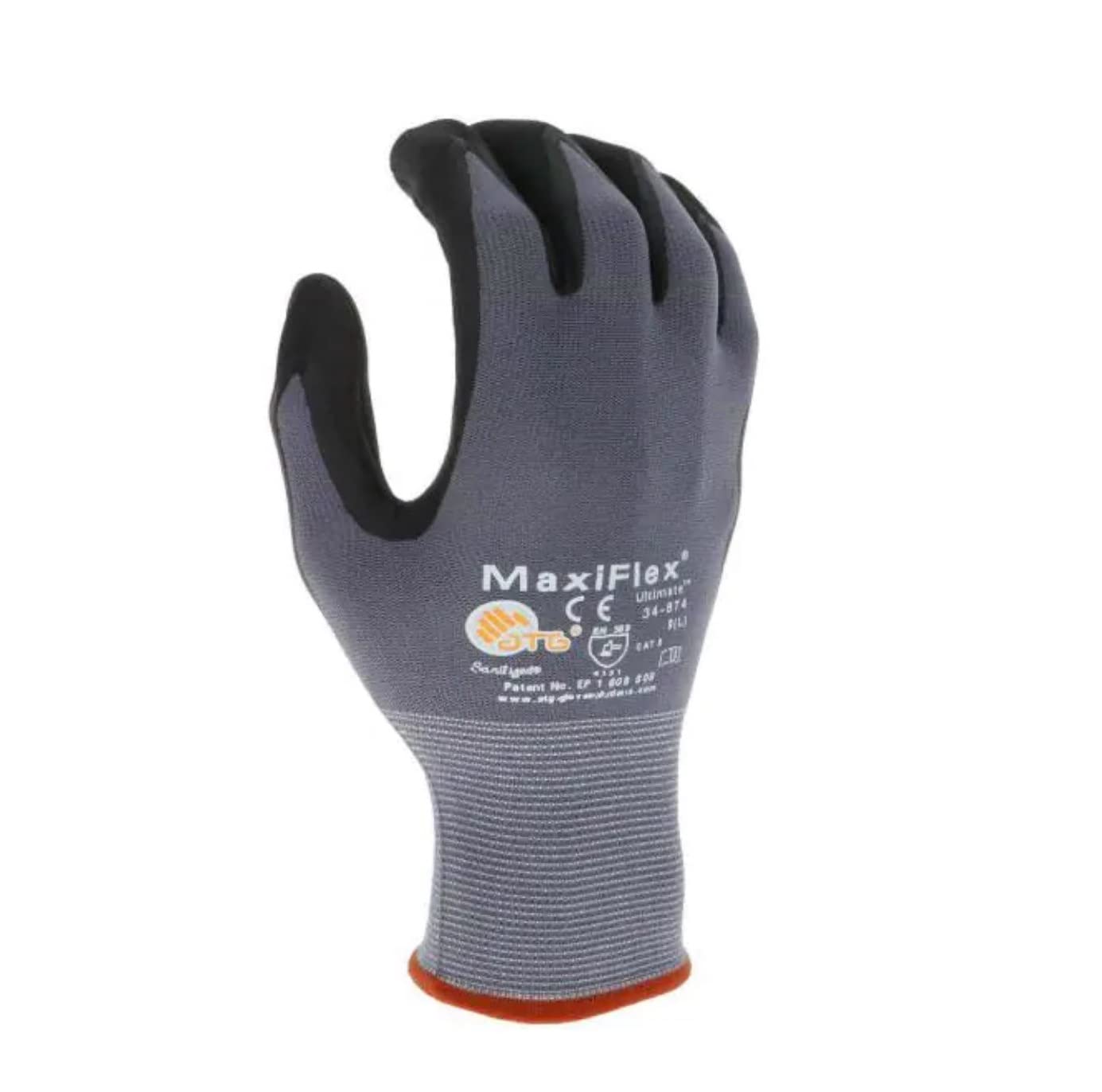 MaxiFlex micro-foam palm close-up displaying textured grip for secure handling
