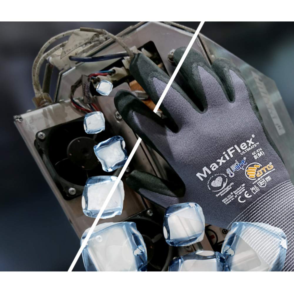 MaxiFlex knit wrist close-up preventing debris entry and improving fit