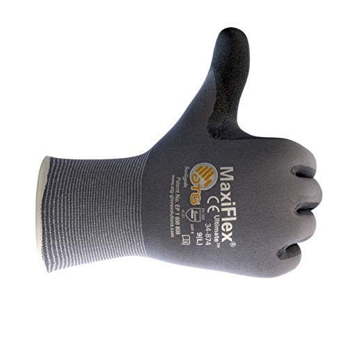 MaxiFlex glove beside ruler showing large size and accurate scale