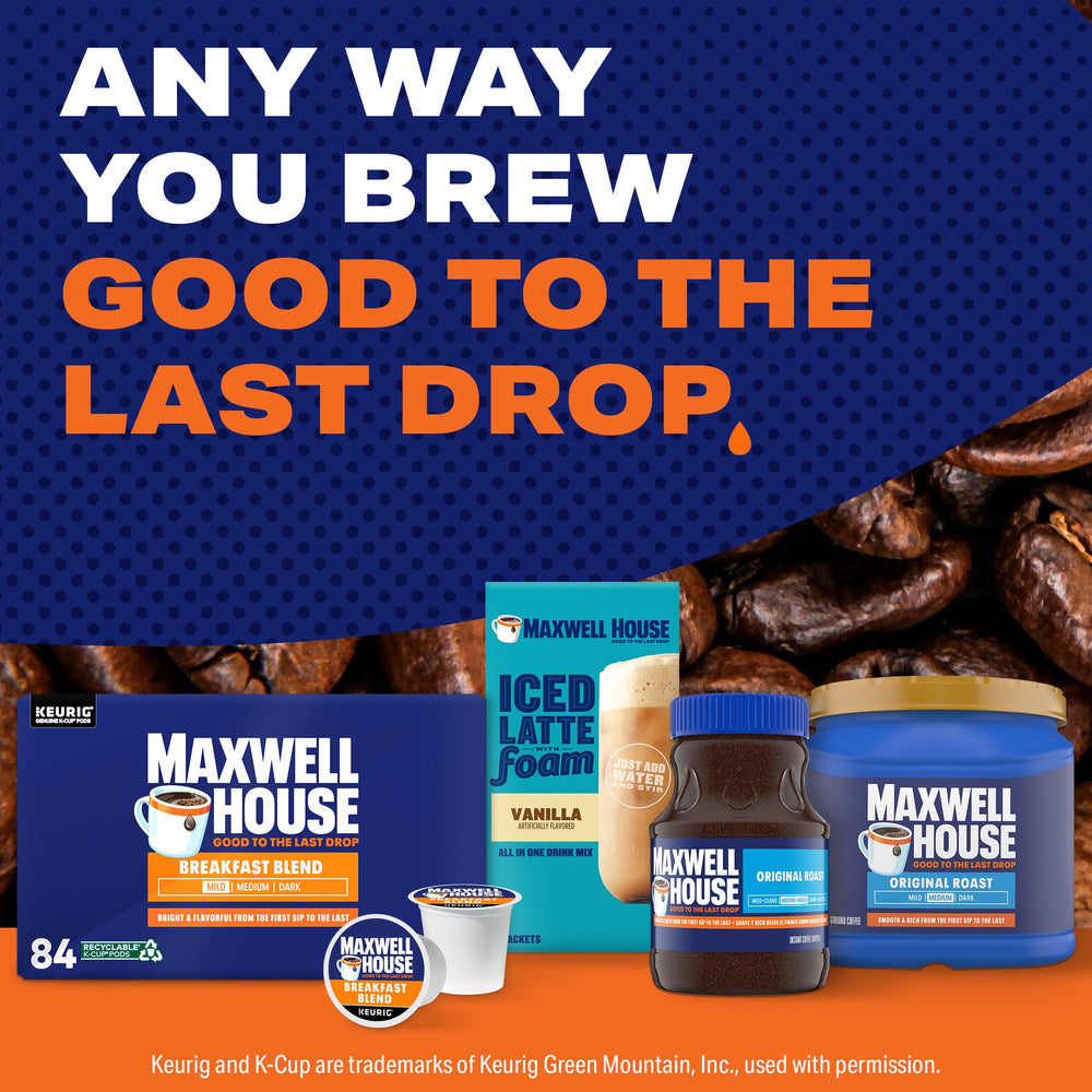MAXWELL HOUSE comparación de tamaño con mano para visualizar escala de cápsula