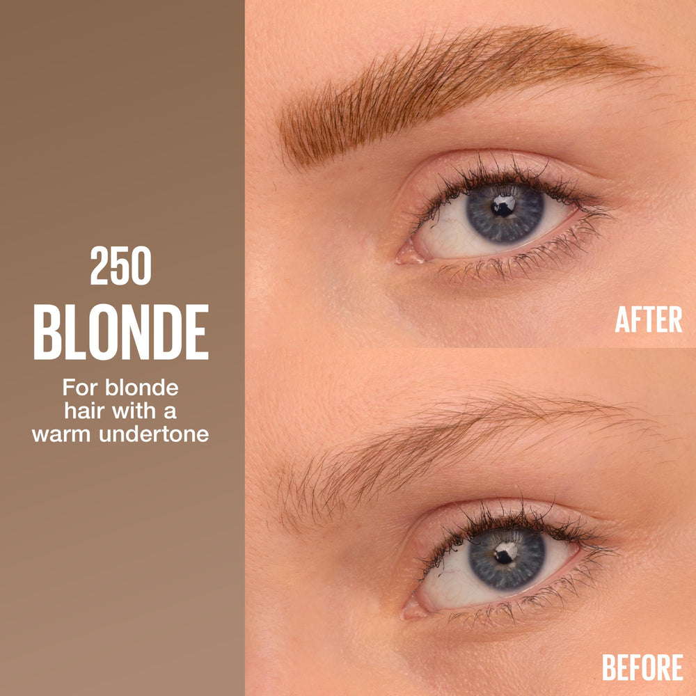 MAYBELLINE primer plano de la punta micro-aguja mostrando finos trazos que imitan pelo natural
