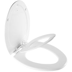 Mayfair NextStep2 front view of elongated white toilet seat highlighting clean design and comfort