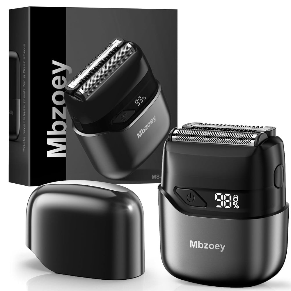 Mbzoey vista frontal diseño compacto para afeitado portátil