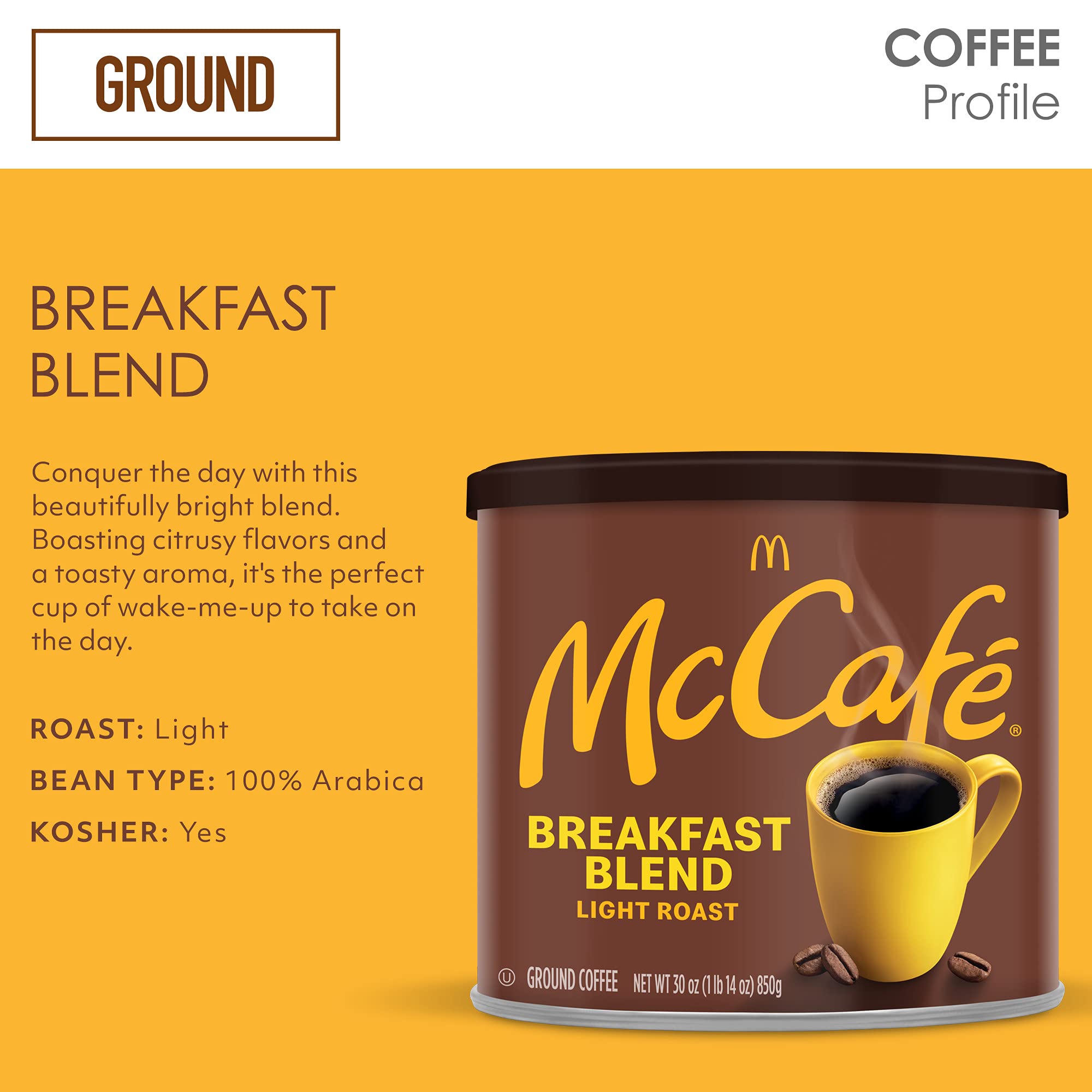 Close-up of McCafe ground coffee texture showing fine grounds and aroma