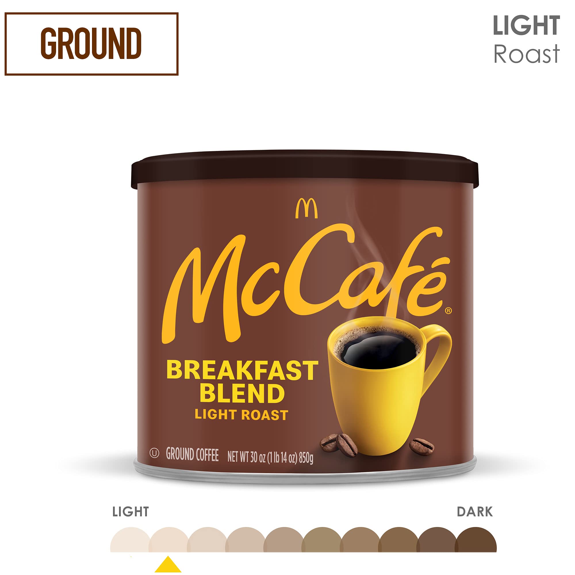 Scooping McCafe Breakfast Blend ground coffee for consistent portioning benefit