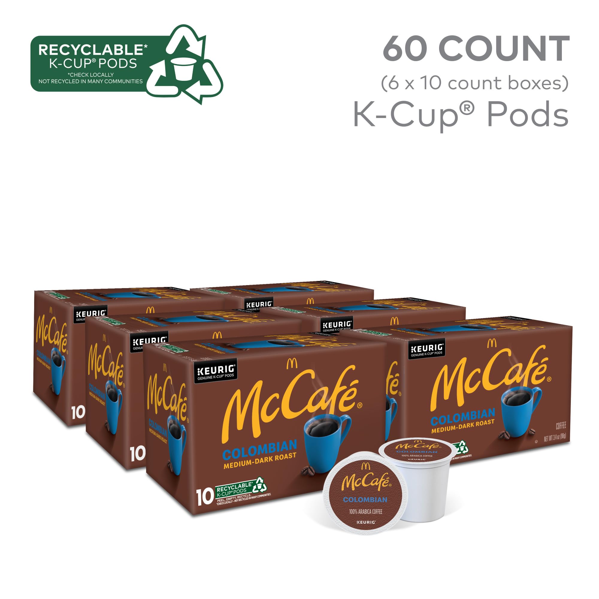 McCafé primer plano de cápsula K-Cup destacando calidad del diseño reciclable