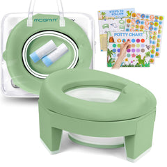 MCGMITT vista frontal del orinal plegable con embalaje y beneficios portátiles