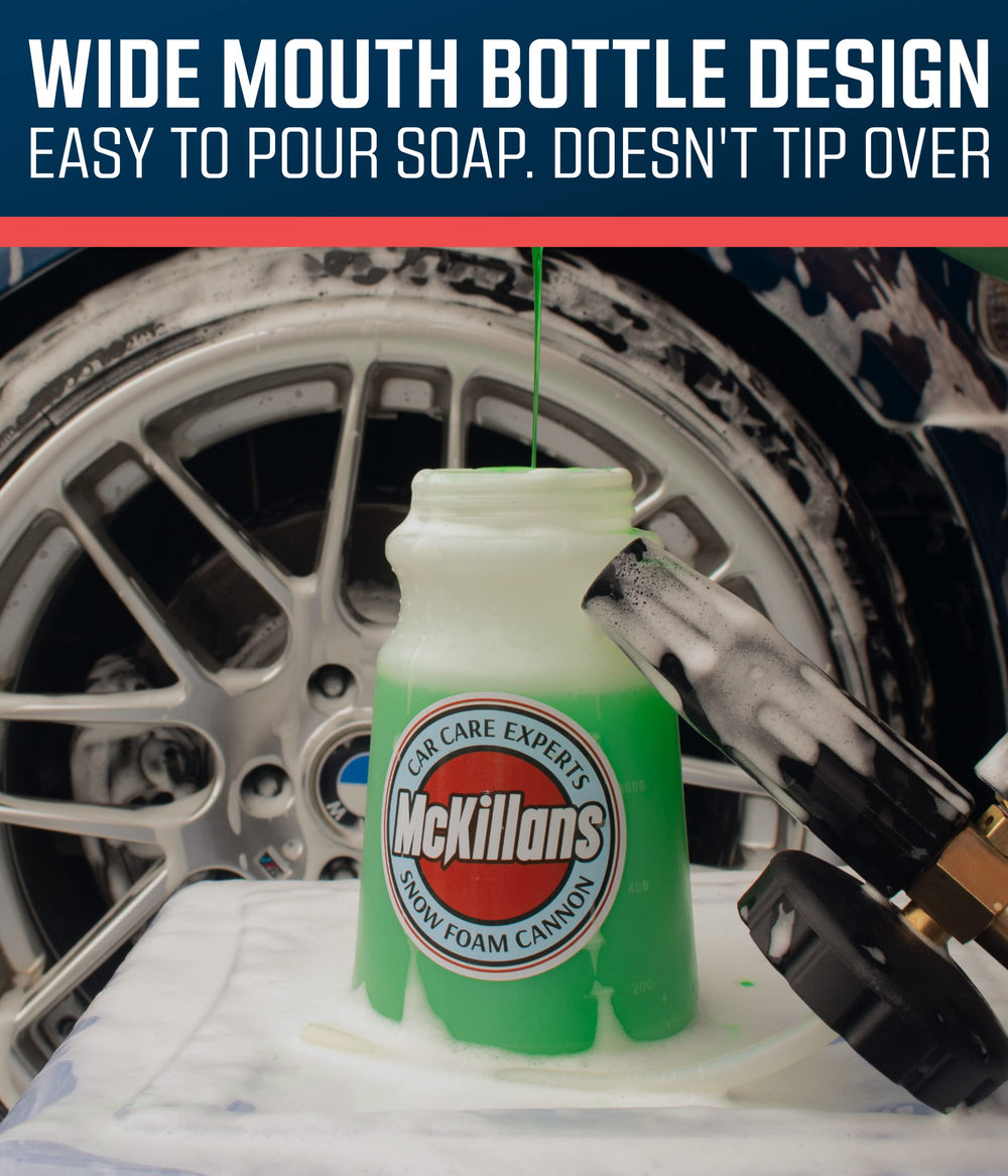 McKillans foam cannon side angle showing spray head and ergonomic control for precision