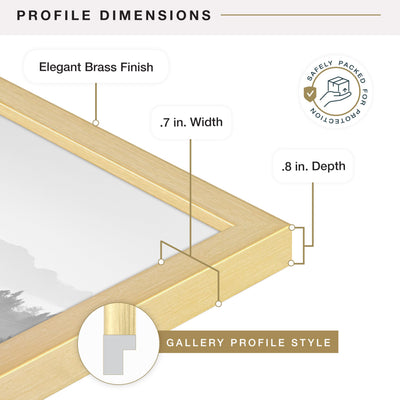 MCS brass frame with poster in room showing enhanced decor and scale benefit