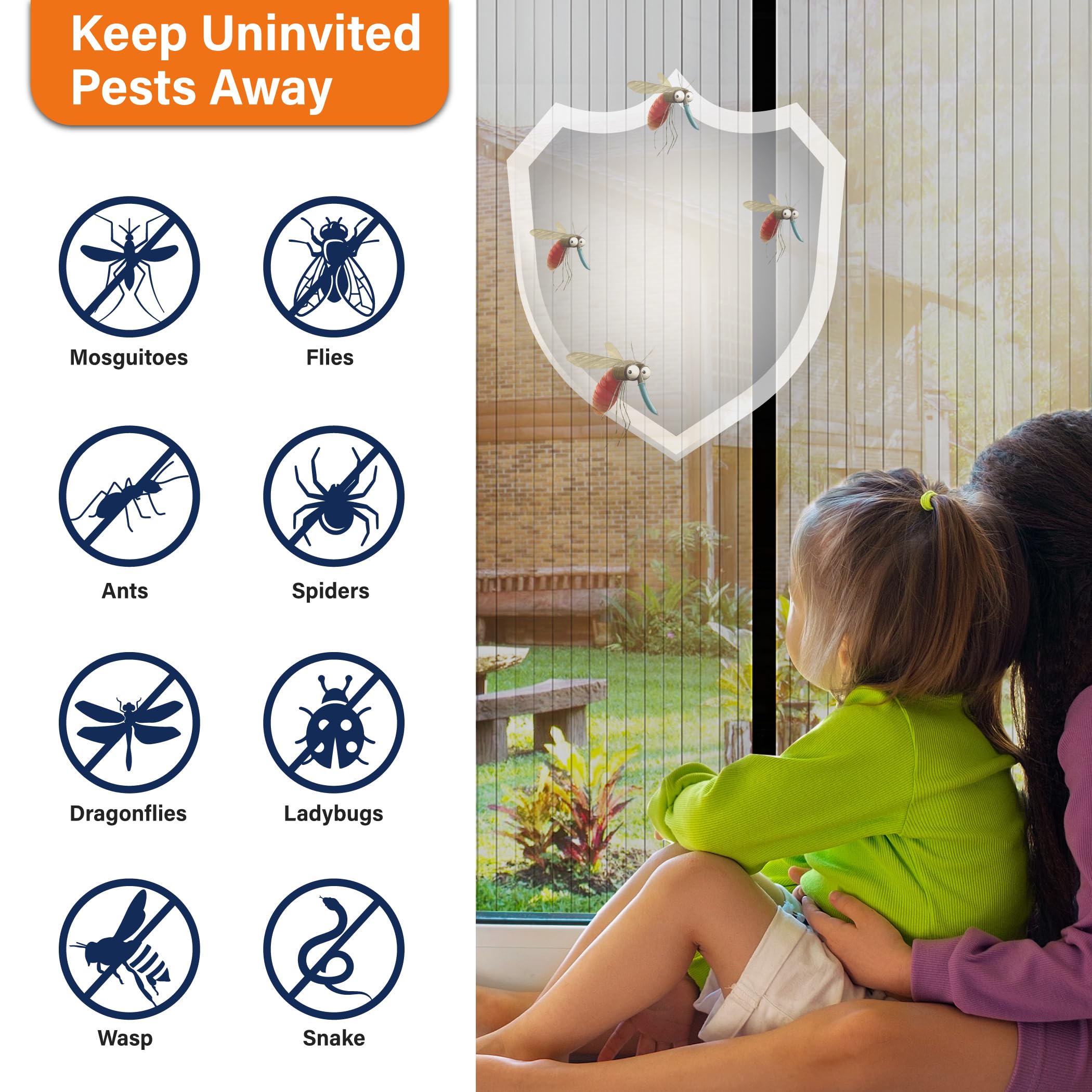 Mdavo mosquitera comparada con persona para visualizar tamaño y ajuste