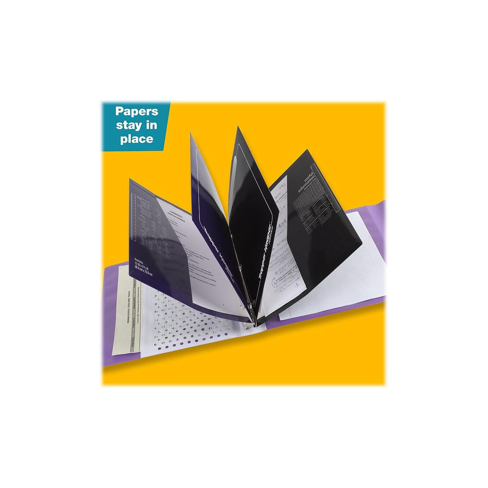 Mead Trapper Keeper detalle del cierre de gancho y lazo que mantiene todo protegido