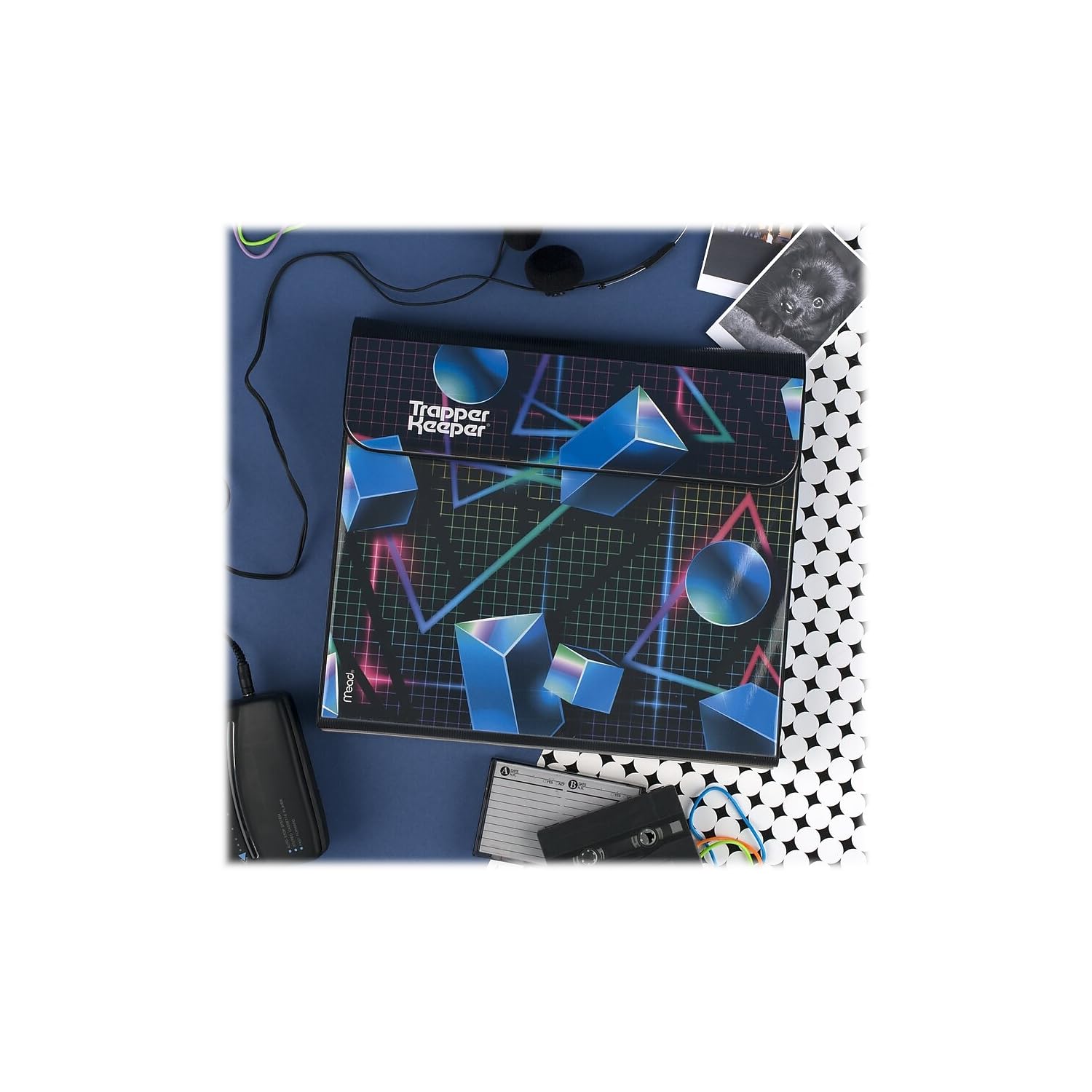 Mead Trapper Keeper on desk in a study setup adding retro flair and quick access