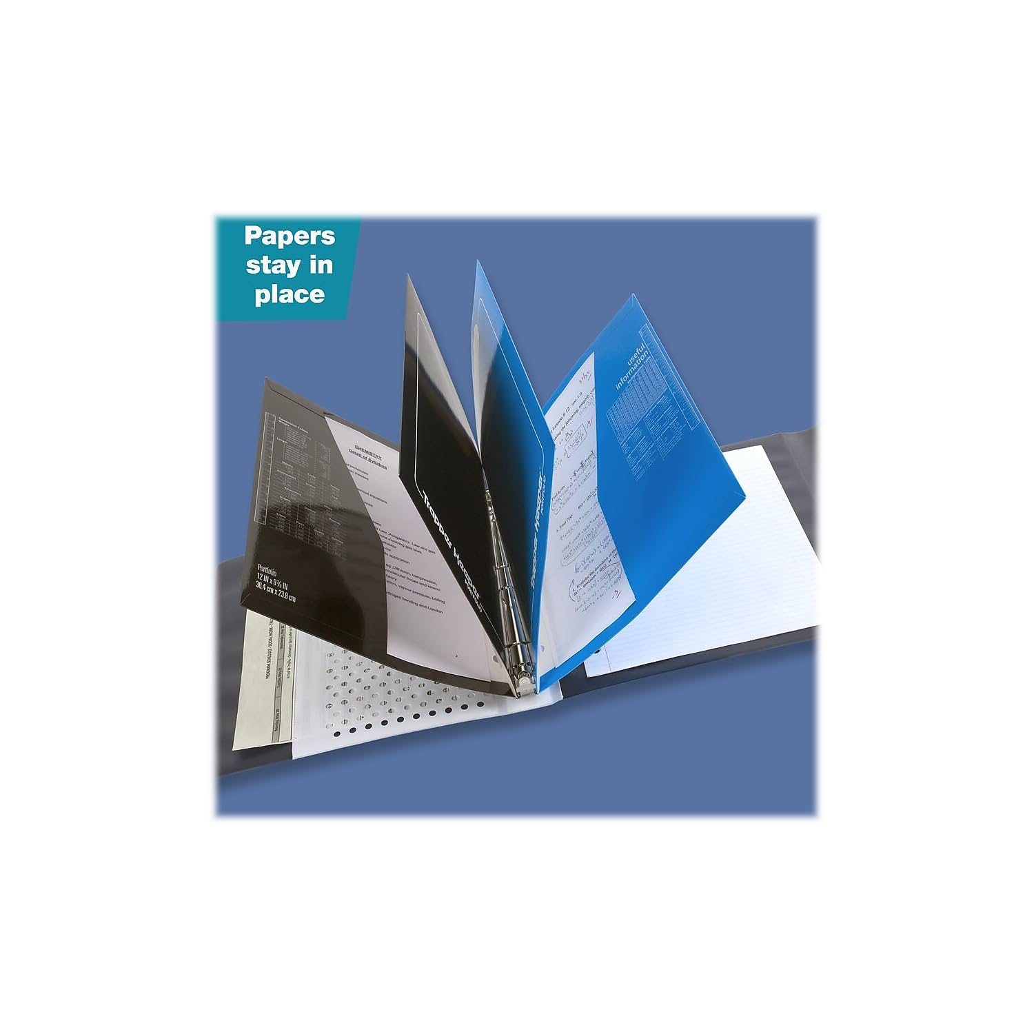 Mead Trapper Keeper open view with folders and pockets for secure document sorting