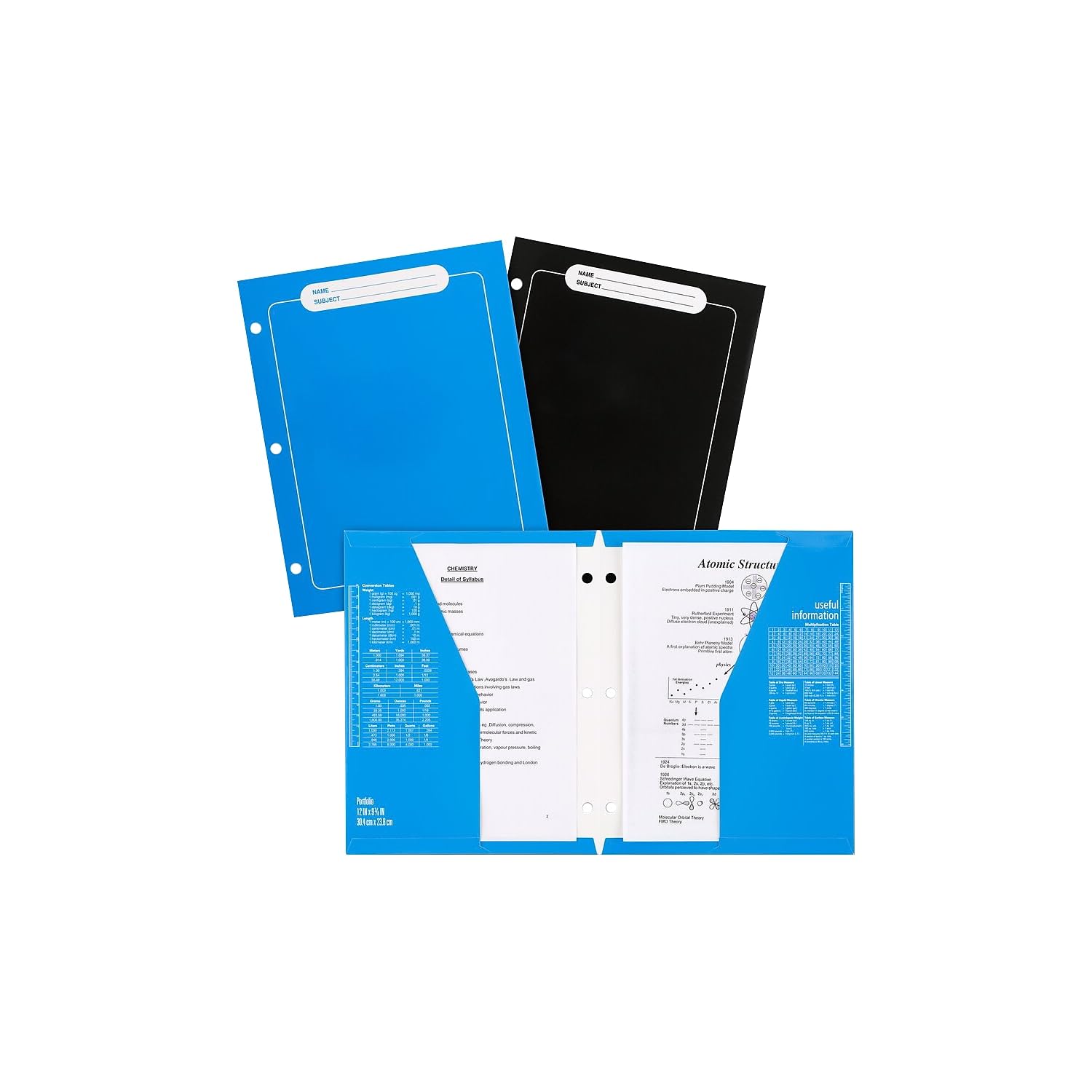 Mead Trapper Keeper beside 8.5x11 pages demonstrating size and capacity