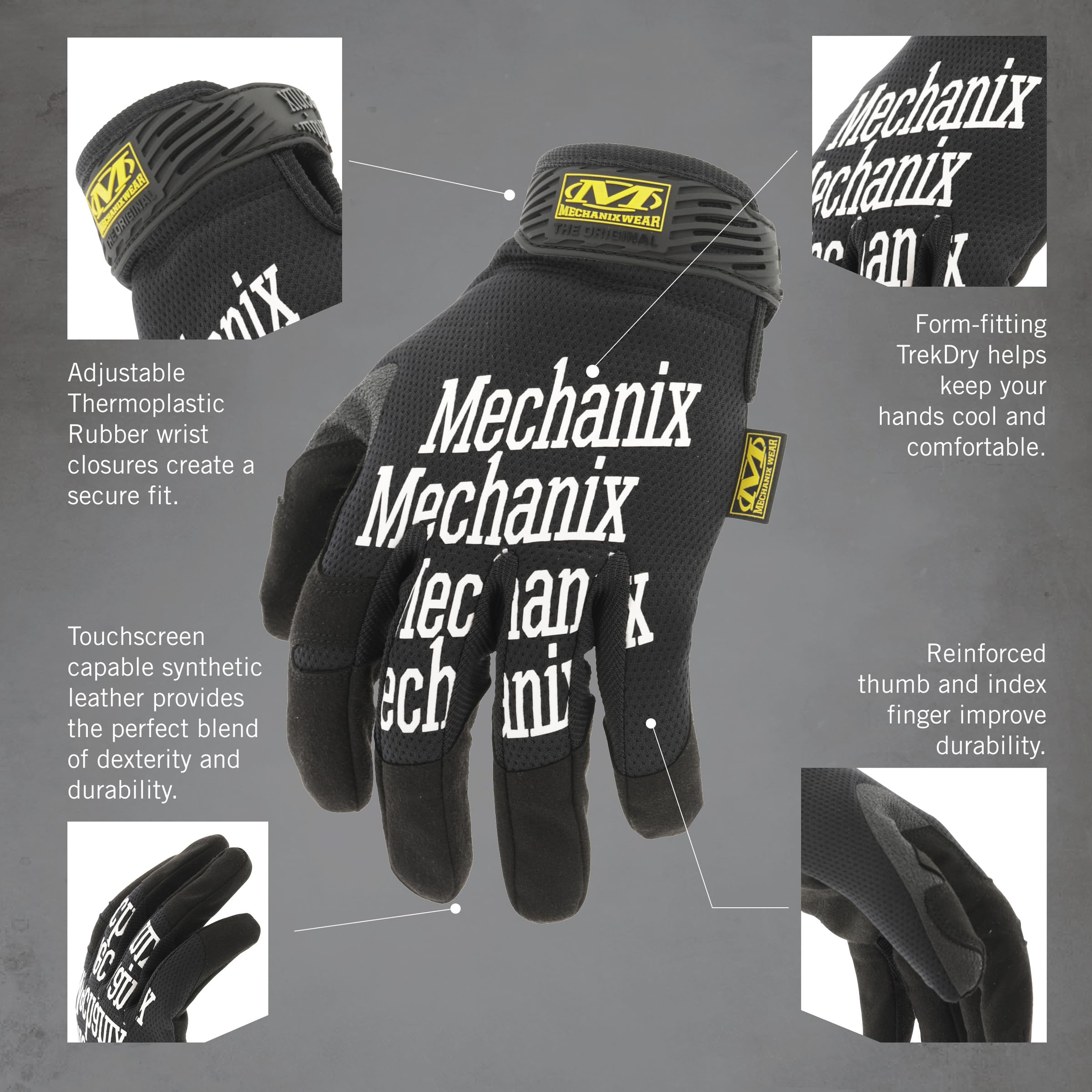 Mechanix Wear refuerzo Lock Ring en pulgar, mayor durabilidad y agarre