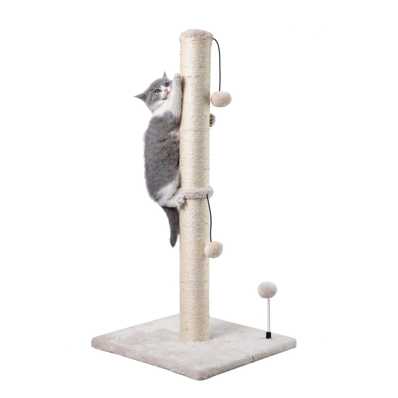 MECOOL front view of 34-inch sisal post showing stable design and space-saving benefit