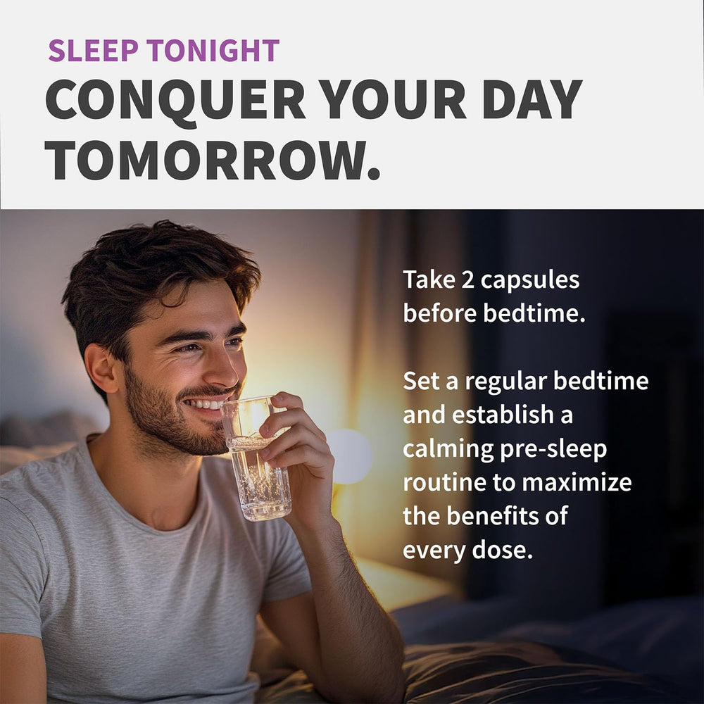 MEDCHOICE cápsulas sobre mesita de noche sugiriendo rutina nocturna