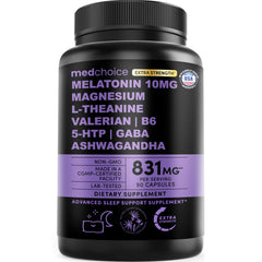 MEDCHOICE frasco frontal mostrando etiqueta clara y beneficio de sueño